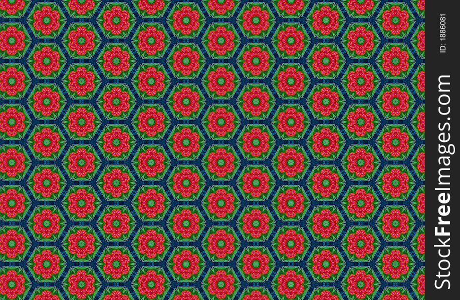 Red Poppies Circles Pattern