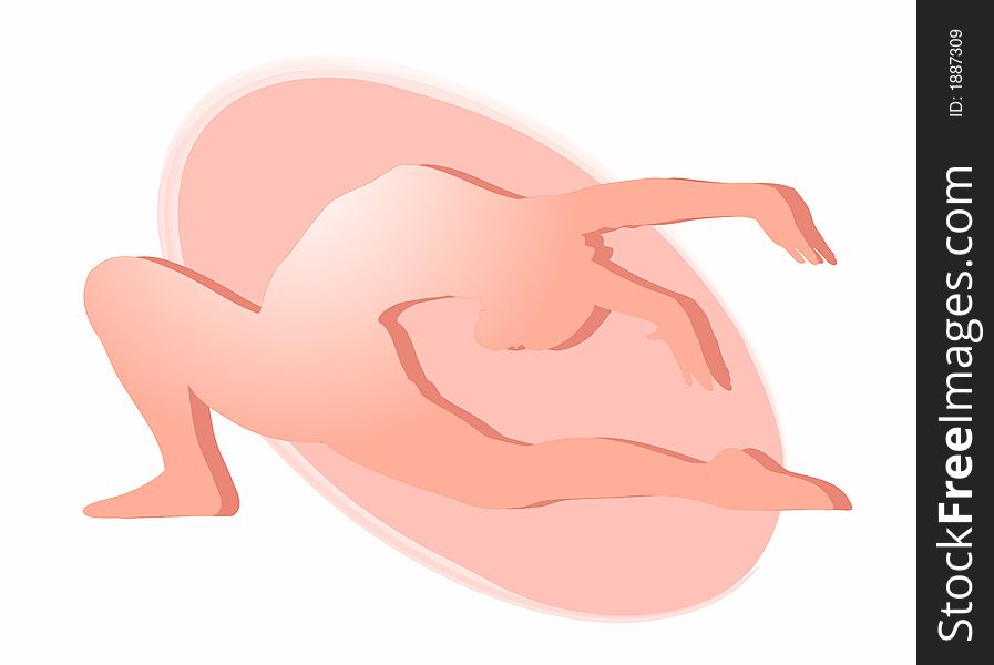 A pink sport icon of a gymnast. Vectorial logo. A pink sport icon of a gymnast. Vectorial logo