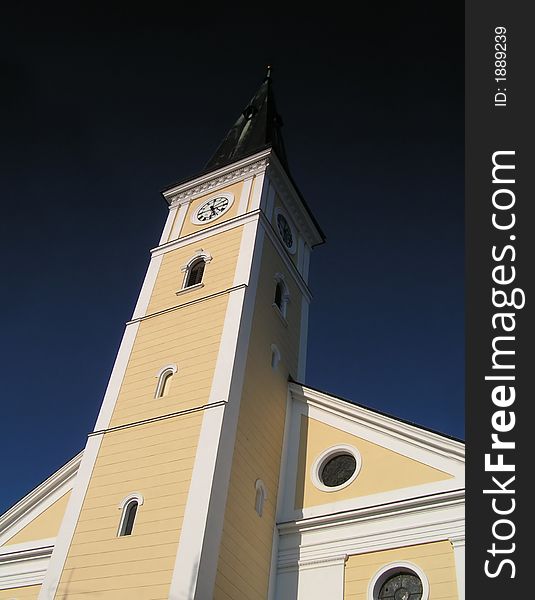 A Czech churh with dark blue sky. A Czech churh with dark blue sky.