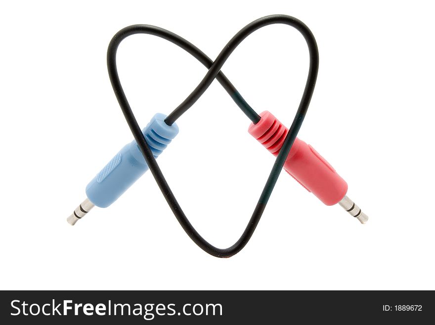 Cable connector heart with two colored jackplug. Cable connector heart with two colored jackplug