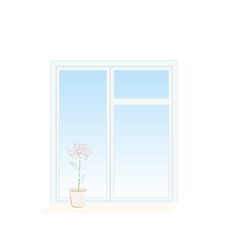 Illustration Of Flower In A Pot On A Window Sill Stock Photo