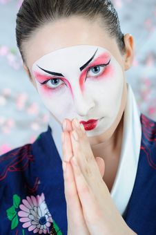 Japan Geisha Woman With Creative Make-up. Stock Images Japan Geisha Woman With Creative Make-up. Stock Images