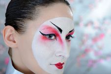 Japan Geisha Woman With Creative Make-up. Stock Images Japan Geisha Woman With Creative Make-up. Stock Images