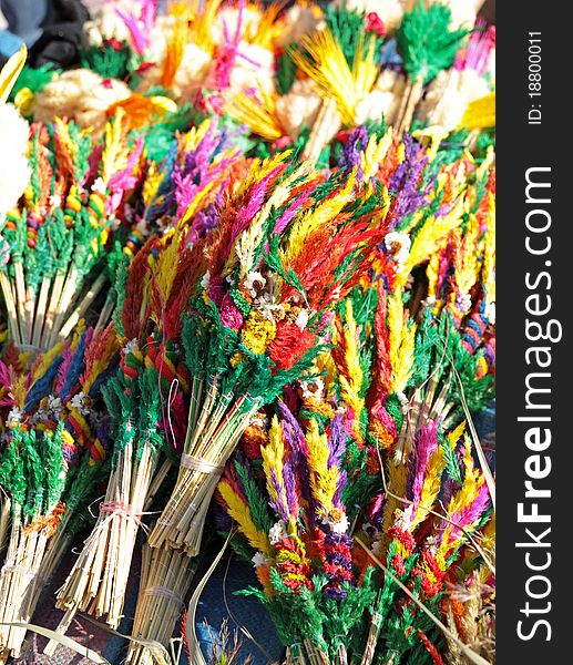 Colorful Easter flammable ears made â€‹â€‹from corn and dried flowers. Spring 2011. Colorful Easter flammable ears made â€‹â€‹from corn and dried flowers. Spring 2011