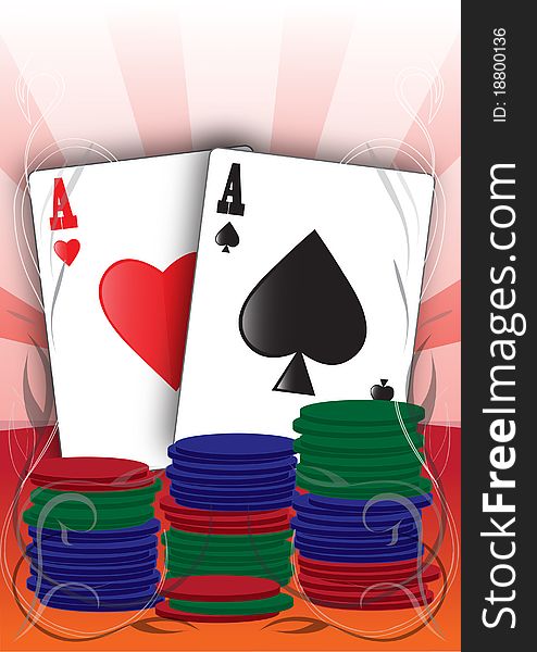 Illustration of a pair of aces. Illustration of a pair of aces.