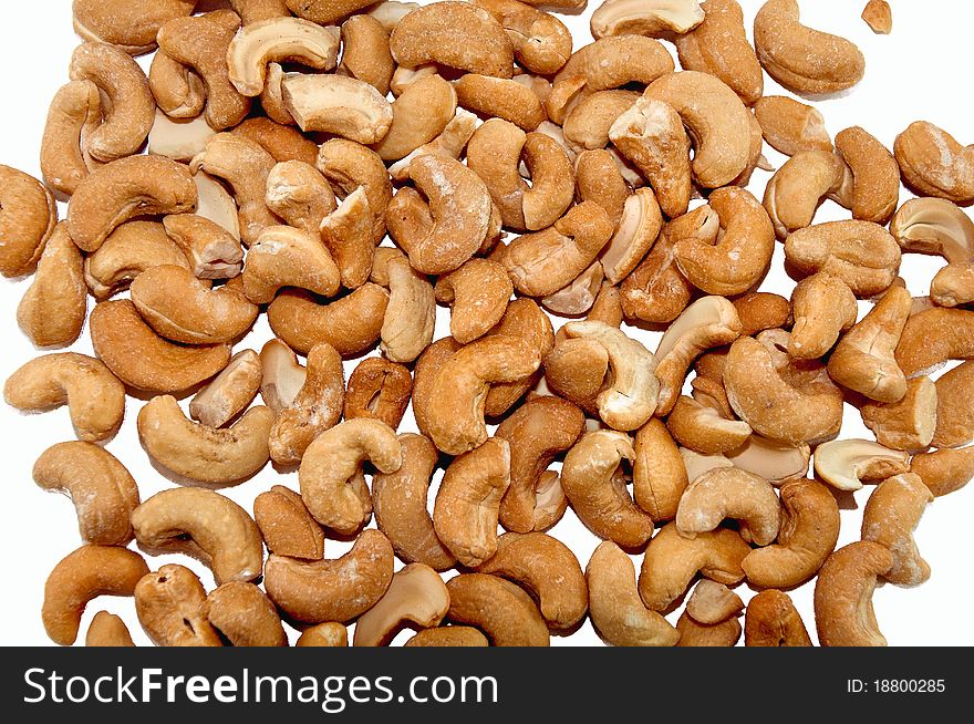 Cashew nuts, isolated on white . Cashew nuts, isolated on white .
