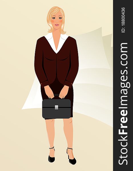 Illustration business women with case isolated - vector