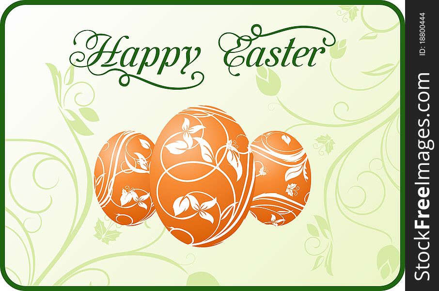 Easter set eggs on floral background