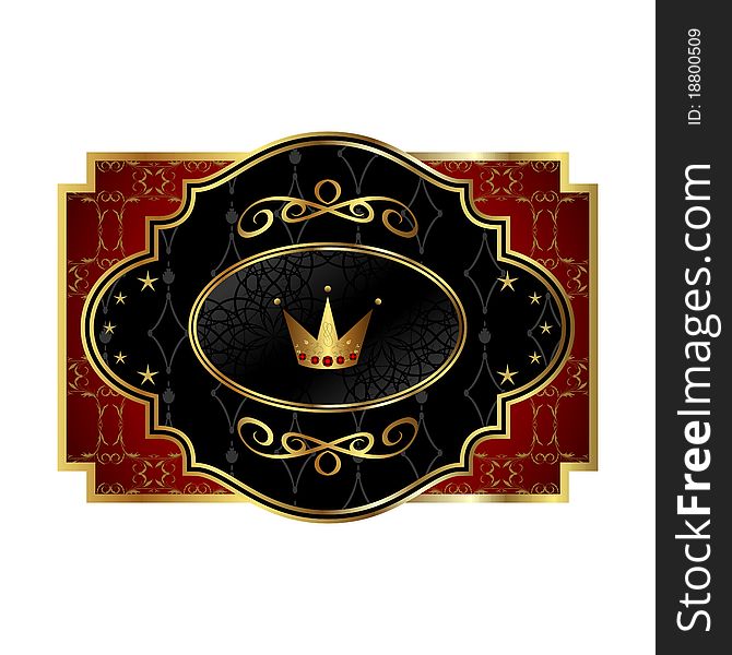 Illustration royal label with crown for packing alcohol - vector