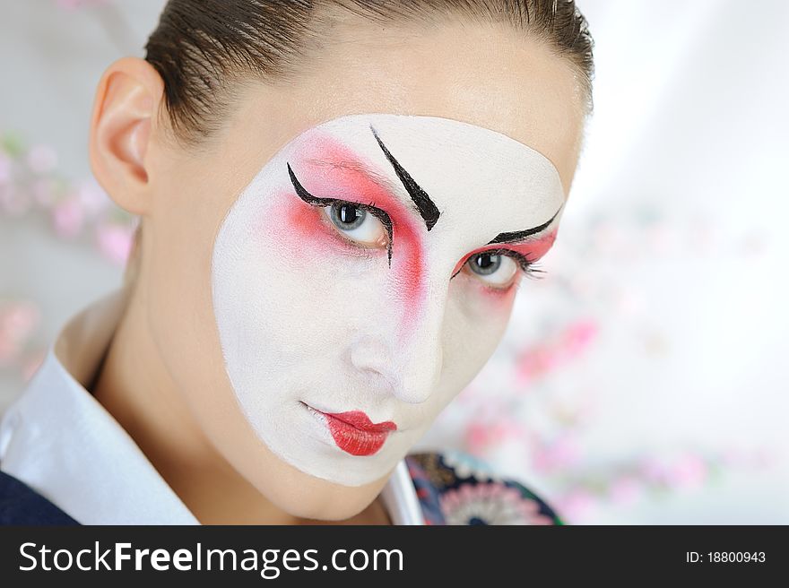 Japan geisha woman with creative make-up.