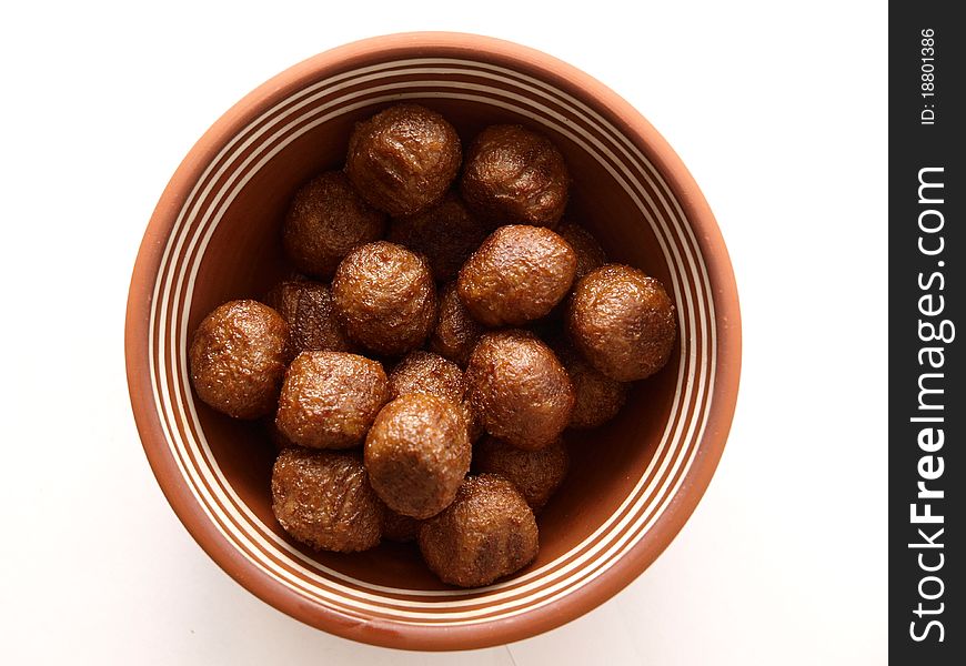 Soy meat balls in a bowl. Soy meat balls in a bowl