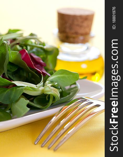 Salad on a plate with fork