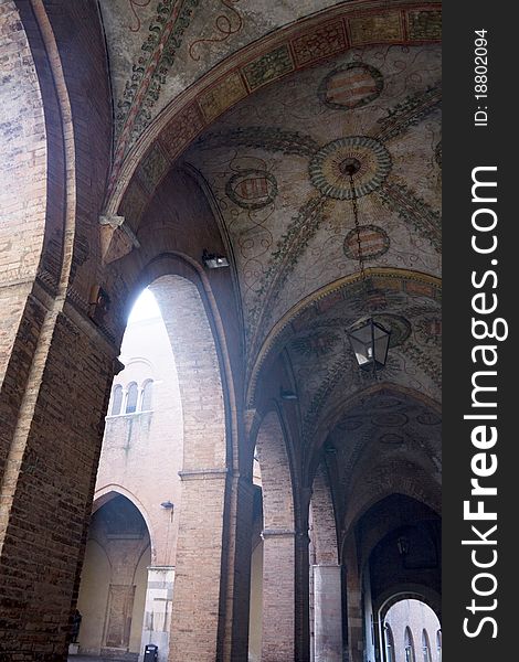 Medieval court of historical palace with fresco. Medieval court of historical palace with fresco