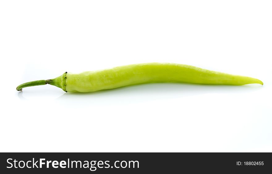 Fresh green chilly isolated on white background