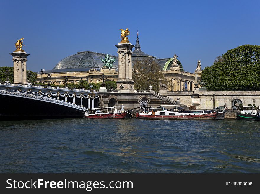 The Alexander III Bridge in Paris, France.