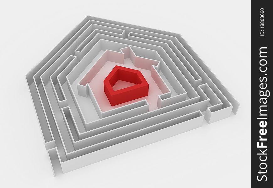 RED HOUSE IN LABYRINTH.