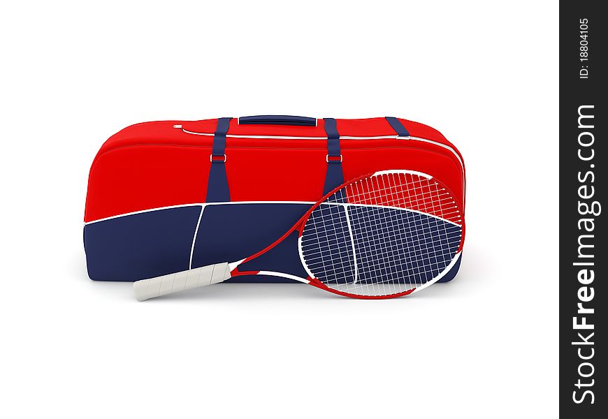 Isolated Tennis Bag And Racquet