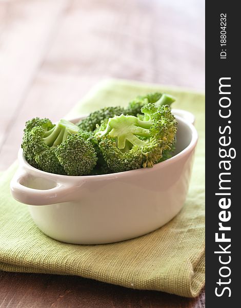 Fresh raw broccoli in a bowl