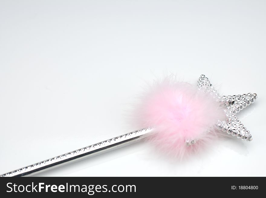 Toy Tiara with wand, with pink artificial fur and jewel. Toy Tiara with wand, with pink artificial fur and jewel
