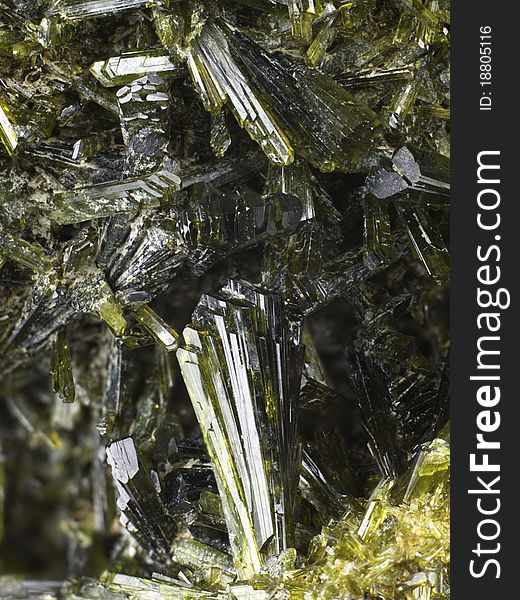 Close up of a Epidote crystal from Alicante, Spain. Close up of a Epidote crystal from Alicante, Spain