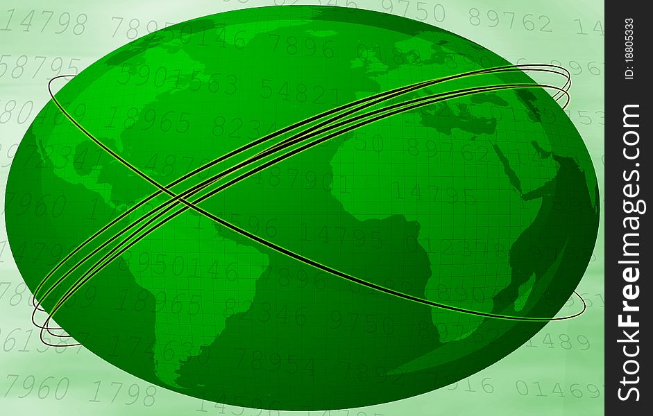 Green earth with figures, texture provided by NASA. Green earth with figures, texture provided by NASA