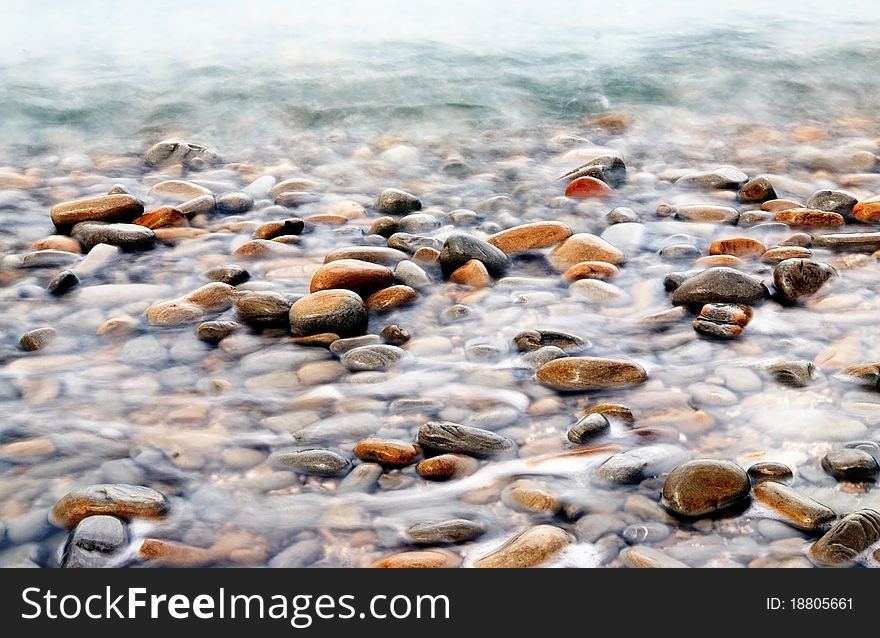 Low tide show the submerged rocks