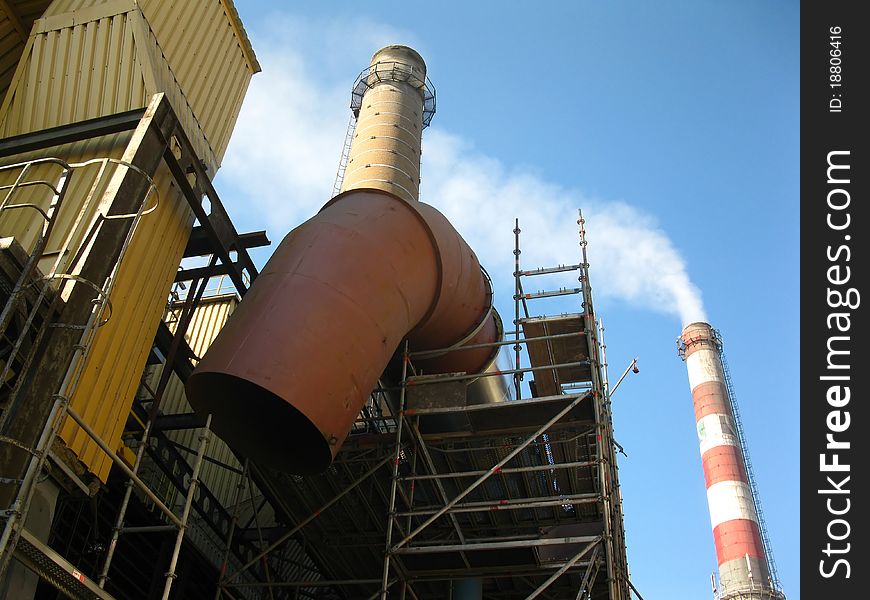 Construction of metal exhaust duct to the old chimney