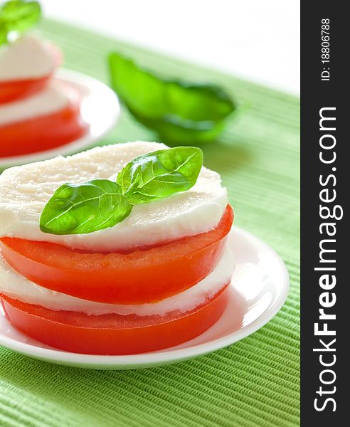 Antipasti tomato mozzarella with basil