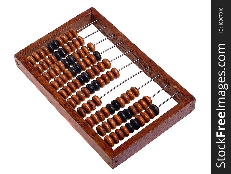Old abacus, isolated on a white background (retro). Old abacus, isolated on a white background (retro).