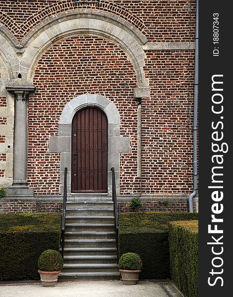 Old stone staircase to behind door at the church. Old stone staircase to behind door at the church.