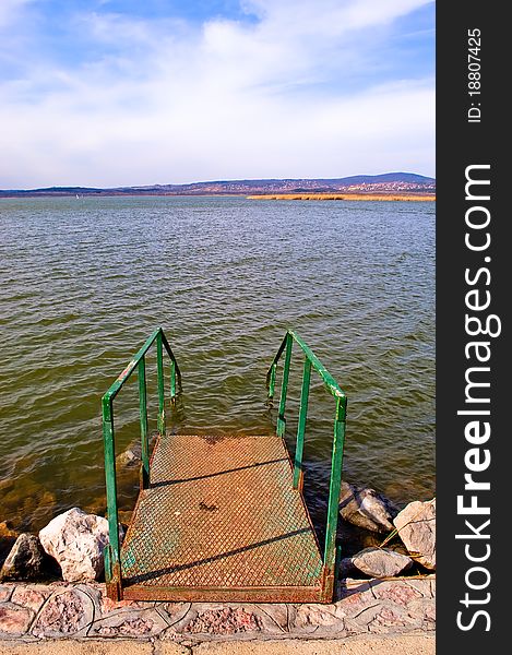 Stairs leading into lake Velence, Hungary. Stairs leading into lake Velence, Hungary