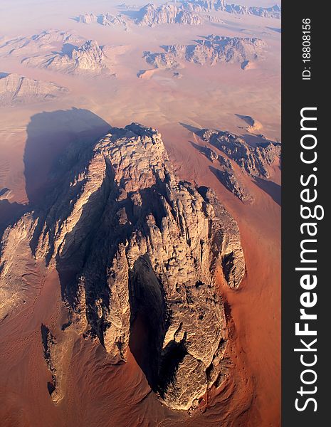 Landscape of the wadi rum desert, from above. Jordan. Landscape of the wadi rum desert, from above. Jordan