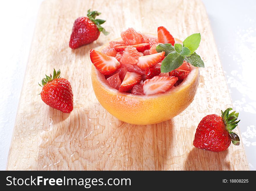 Fruit Salad With Strawberry And Grapefruit