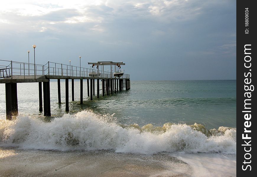 Sunrise on a storming sea. Sunrise on a storming sea