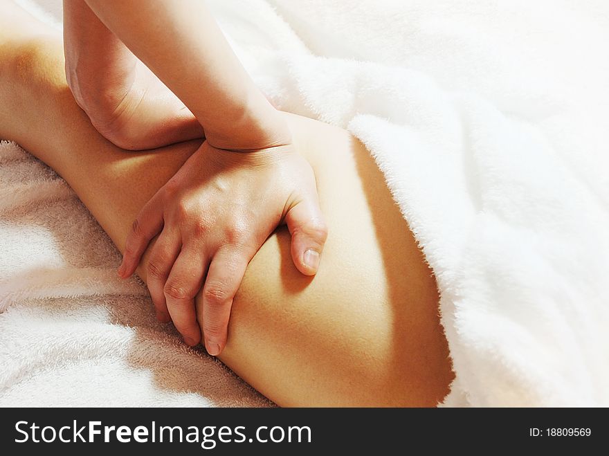 Female Legs Receiving Oilmassage