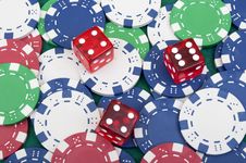 Many Poker Chips And Dice Royalty Free Stock Image Many Poker Chips And Dice Royalty Free Stock Image