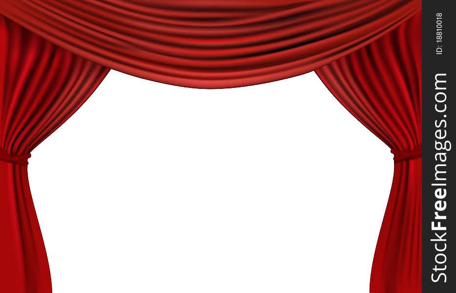 Background With Red Velvet Curtain.