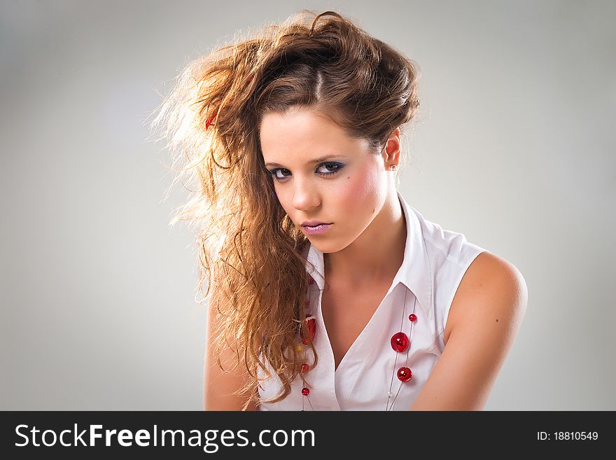 Casual young teenage girl with makeup and coiffure. Casual young teenage girl with makeup and coiffure