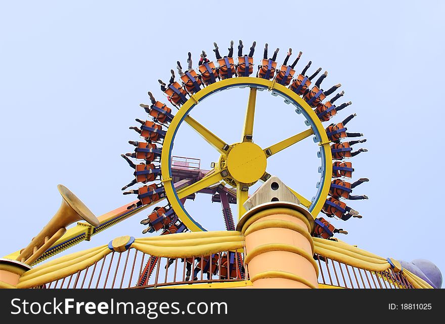 Colorful Rotating wheel in an amusement park