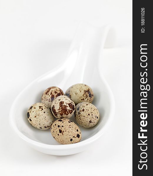 Quail eggs isolated against a white background