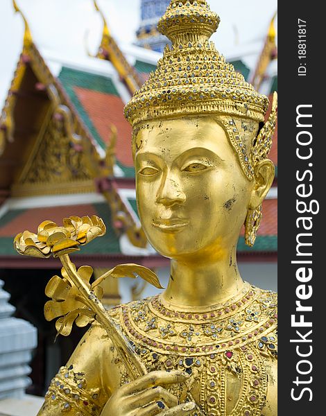 Bronze statue at Wat Phra Kaeo in Bangkok, Thailand