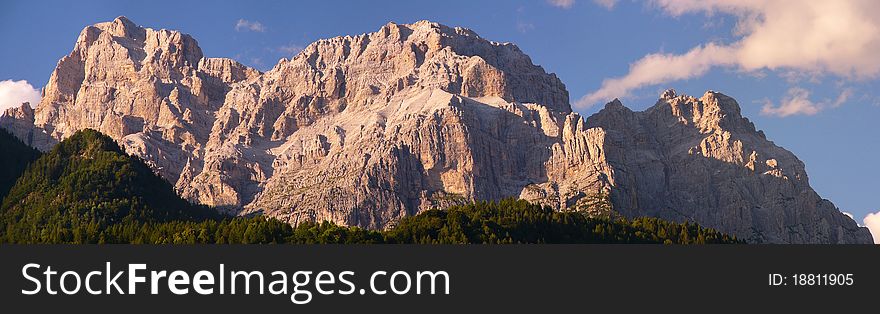 Rugged, rocky Dolomite mountains in the north of Italy. Stunning scenery.