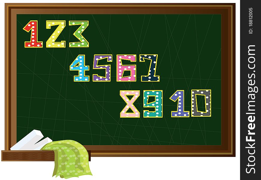 School green blackboard with numbers. School green blackboard with numbers