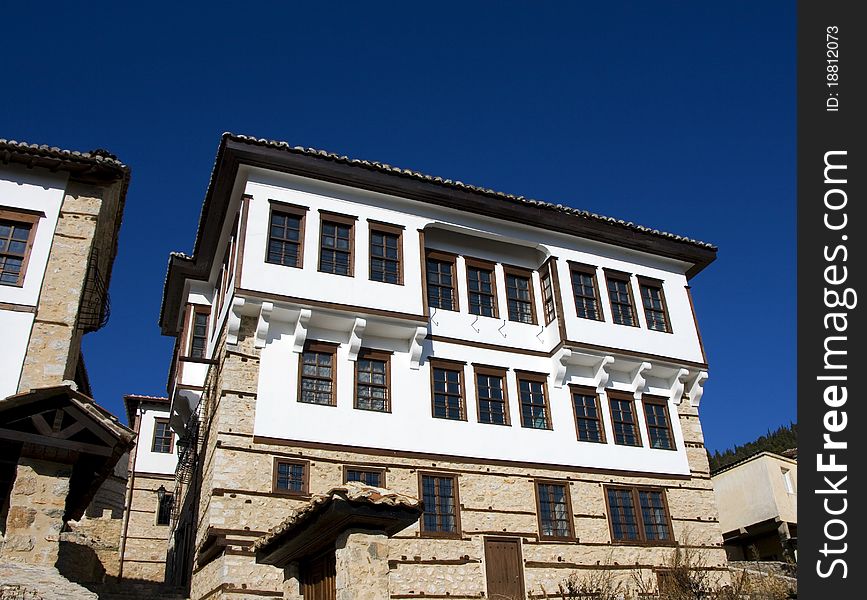 Stone traditional house in Kastoria city Greece