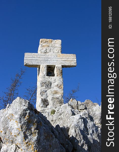 Cross on the top of the mountain. Cross on the top of the mountain