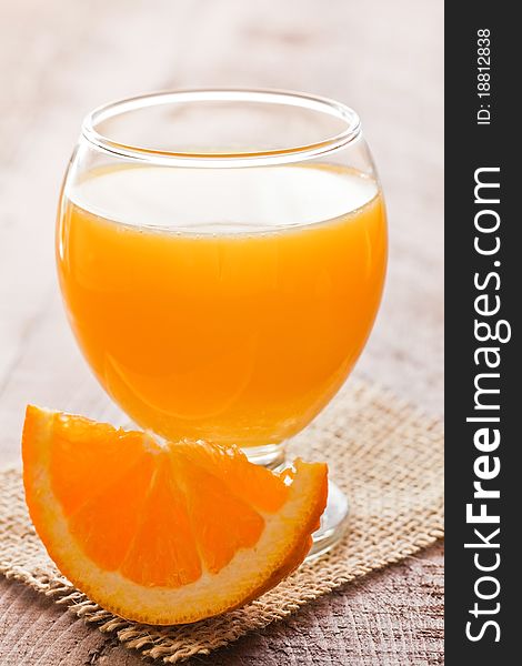 Fresh pressed orange juice in a glass