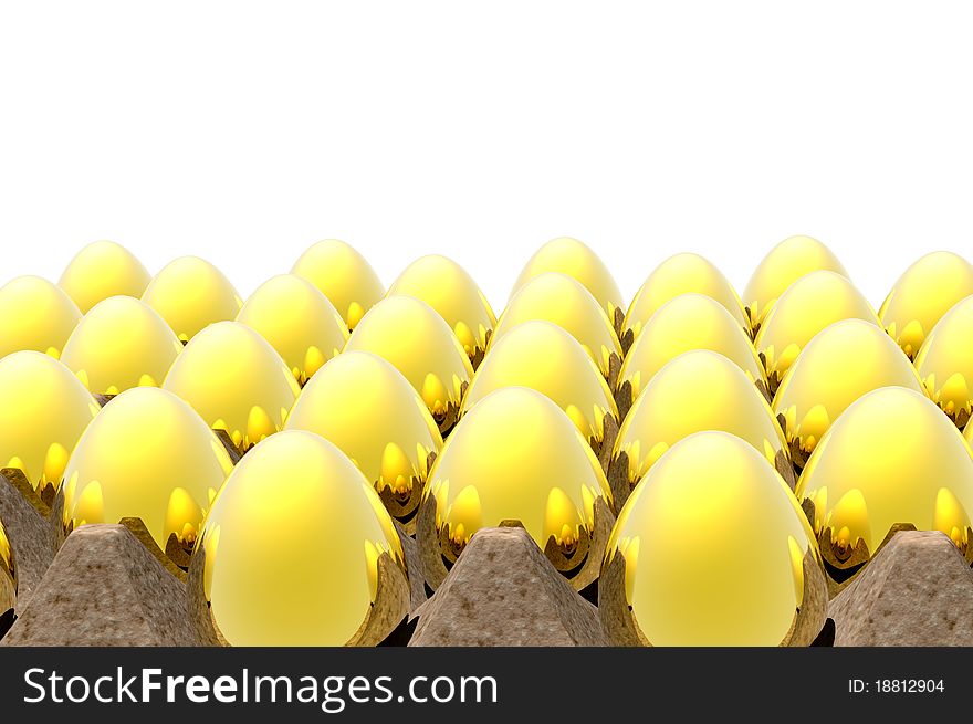 Golden nest egg render in carton tray. Golden nest egg render in carton tray