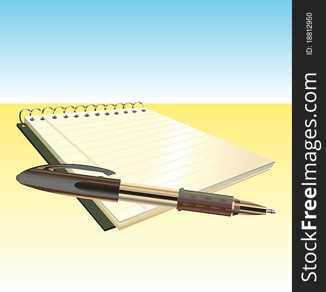 Vector Illustraition of elegant pen and notebook.