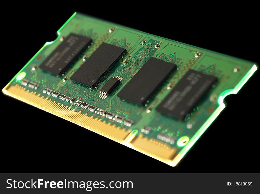 Isolated computer memory unit on black background. Isolated computer memory unit on black background