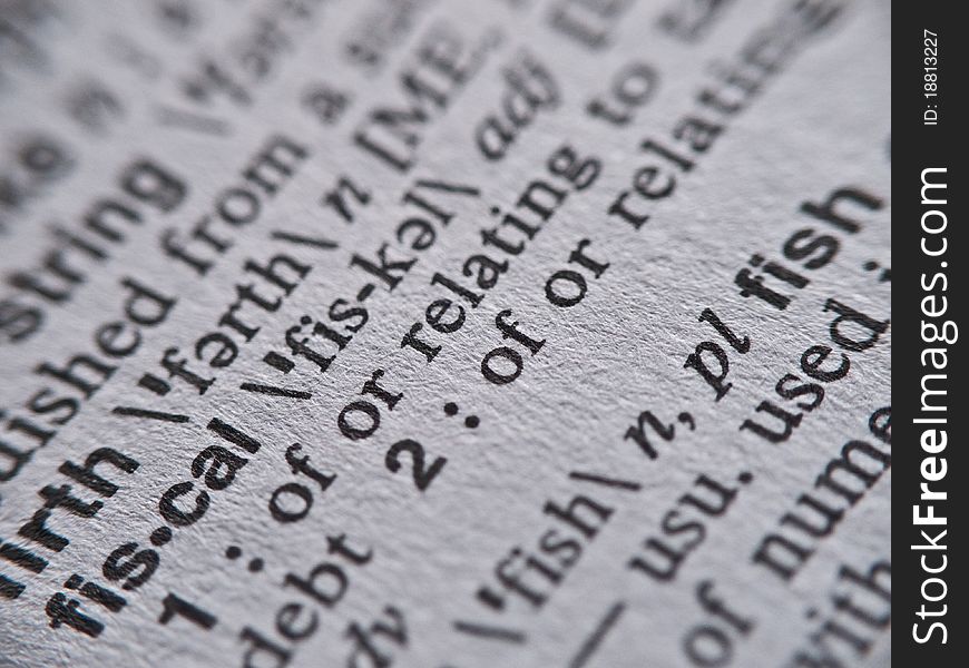 Close up of the word Fiscal. Close up of the word Fiscal